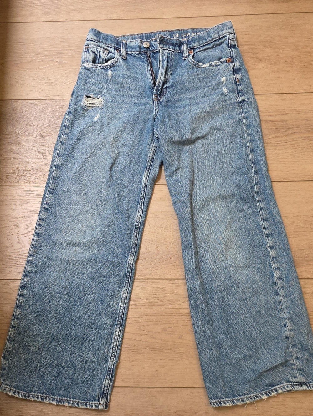 GAP Kids Medium Blue Wide Leg Distressed Jeans